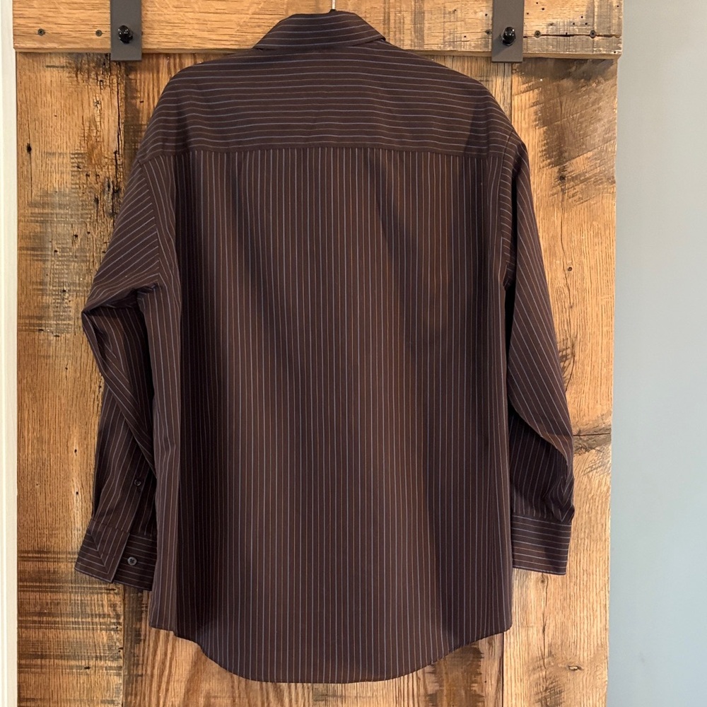 Kenneth Cole Dark Brown Pinstripe Shirt - Picture 3 of 3